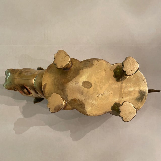 Brass Vintage Saks Fifth Avenue Brass Bulldog Wine Holder For Sale - Image 8 of 10