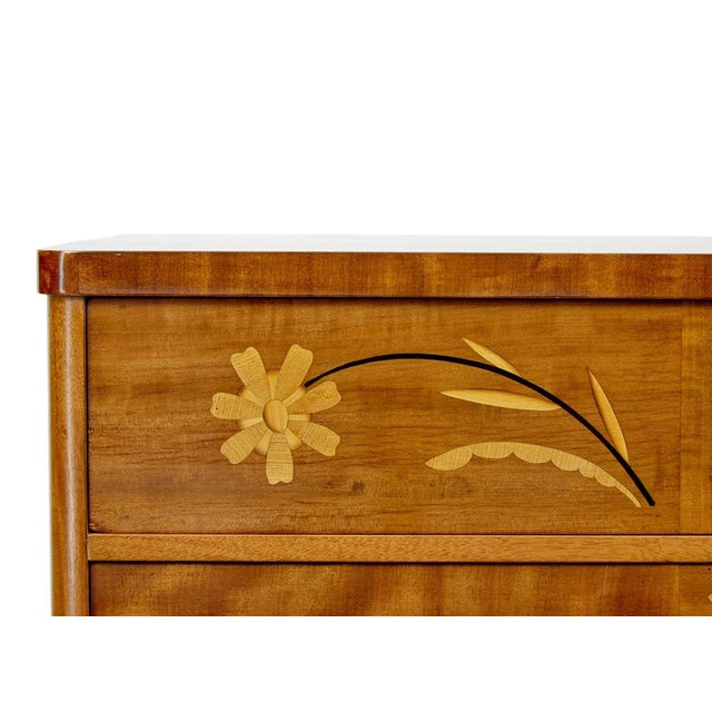 Mid-Century Swedish Birch Inlaid Chest of Drawers, 1950s For Sale - Image 9 of 11
