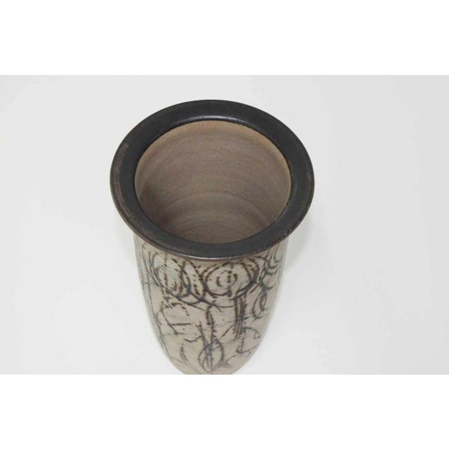 1960s 1960s Clyde Burt Tall Ceramic Vase With Abstract Design For Sale - Image 5 of 6