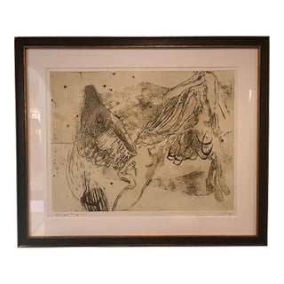 "Winged Figure" Etching + Aquatint by Artist Walter Sorge For Sale
