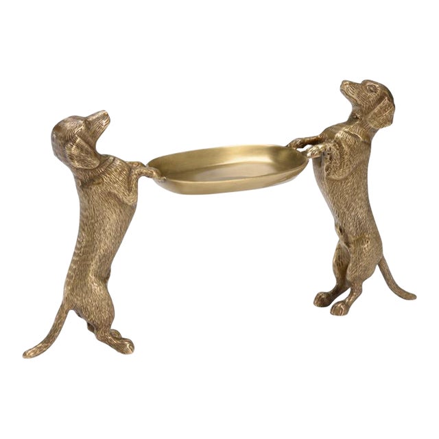 Wildwood Brass Dachshund Dogs Holding a Tray For Sale