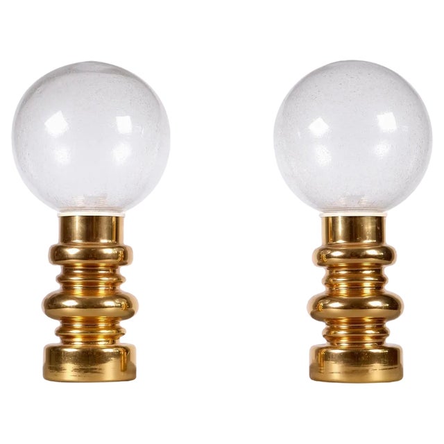 Swedish Ceramic and Glass Table Lamps, 1970s, Set of 2 For Sale