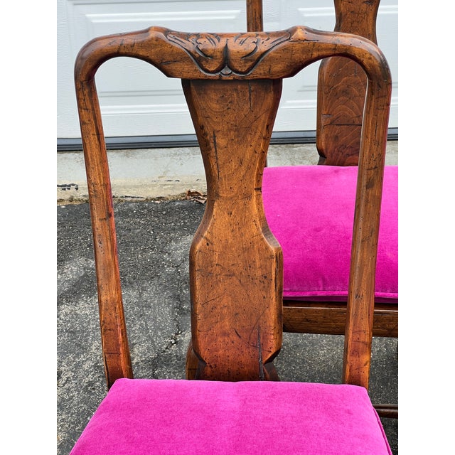 Guy Chaddock Almont Collection French Country Dining Chairs, Set of 8, Carved Wood With Custom Velvet Upholstery For Sale - Image 11 of 12