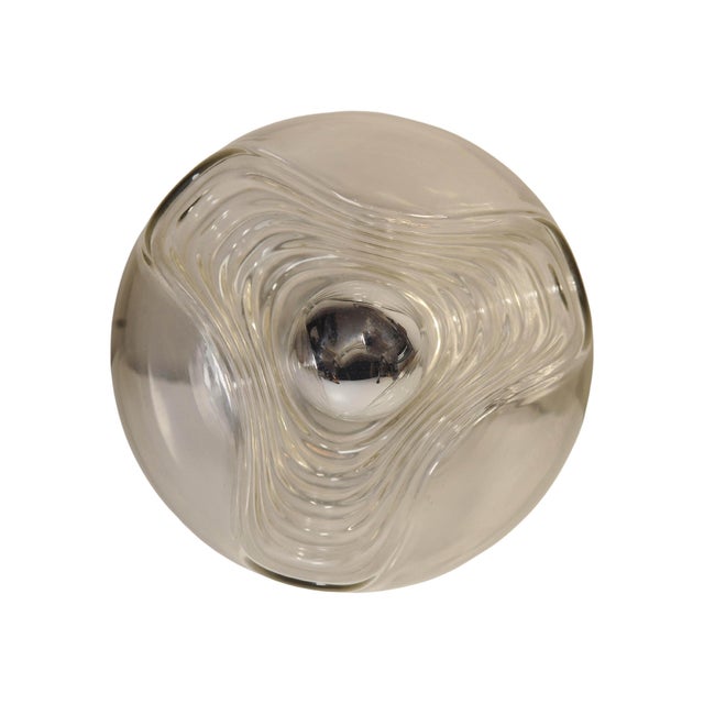 Art Deco Table Lamp in Organic Moulded Glass and Chrome by Mégal Ag For Sale - Image 3 of 9
