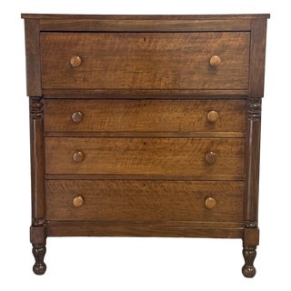 Early 19th Century Flaming Birch and Cherry Sheraton Dresser For Sale