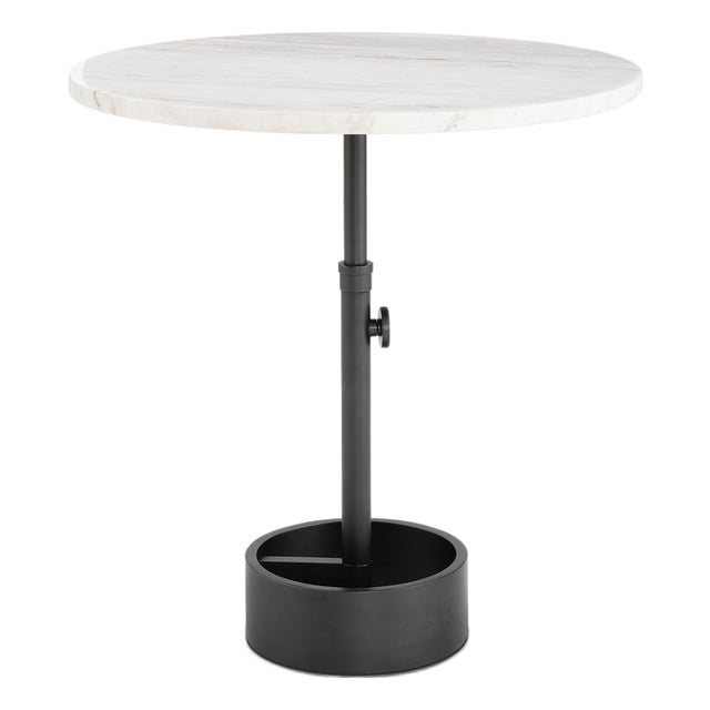 Myles Accent Table Large, Oil Rubbed Bronze with Marble Top For Sale