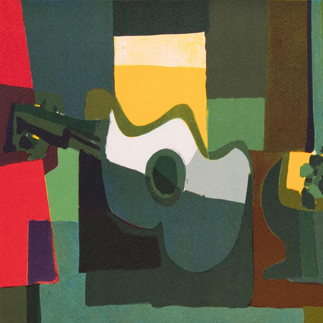 1980s 'Still Life With Guitar' by Marcel Mouly, 1989, Musee Moderne, Paris, Salon D'Automne, New York Museum of Modern Art, Los Angeles County Museum of Art For Sale - Image 5 of 11