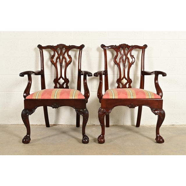 Kindel Furniture Chippendale Carved Mahogany Dining Arm Chairs, Pair For Sale - Image 13 of 13