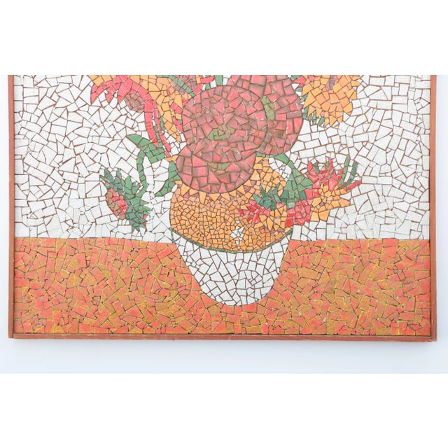 1960s Mid Century Tile Mosaic After Van Gogh's Sunflowers For Sale - Image 5 of 9