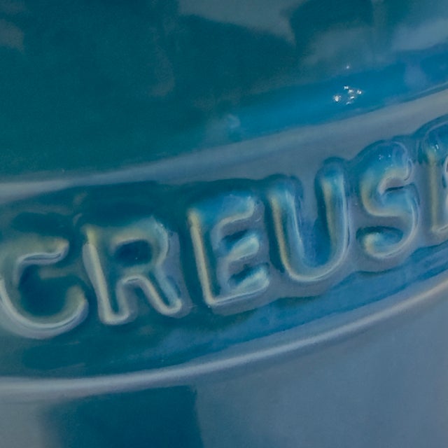 Teal Le Creuset 1 Liter Deep Teal Ombré Stoneware Utensil Crock - Out of Production For Sale - Image 8 of 9