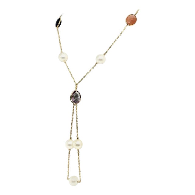 South Sea Pearl Quartz Necklace 14k Gold Certified For Sale