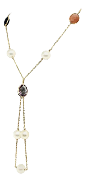 South Sea Pearl Quartz Necklace 14k Gold Certified