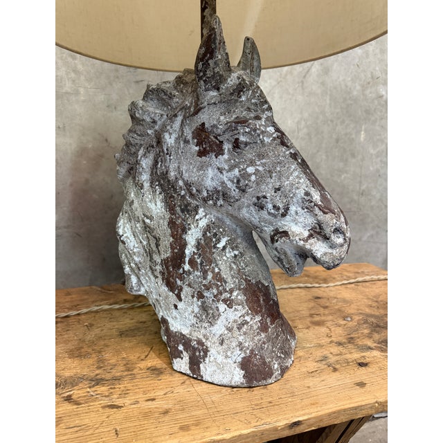 1970s Horse Head Table Lamps Metal Sculpture Rustic Equestrian Weathered - a Pair For Sale - Image 9 of 9