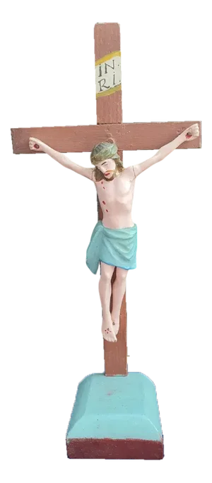 Pre-War Wooden Standing Crucifix, 1890s