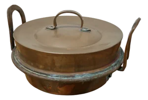 19th Century Round Copper Steaming or Warming Pan with Lid