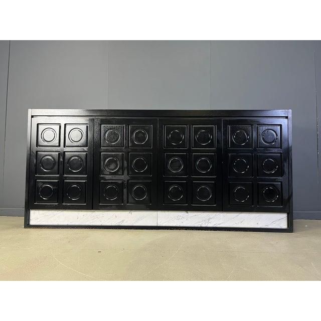 Brutalist Black Credenza, 1970s For Sale - Image 12 of 12