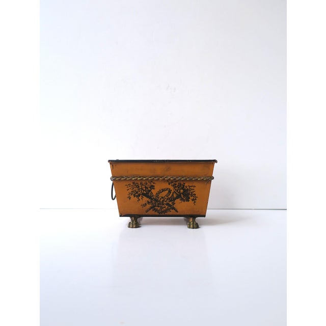 Metal Italian Cachepot Plant Holder or Desk Accessory Neoclassical Empire Style, Signed Italy For Sale - Image 7 of 13