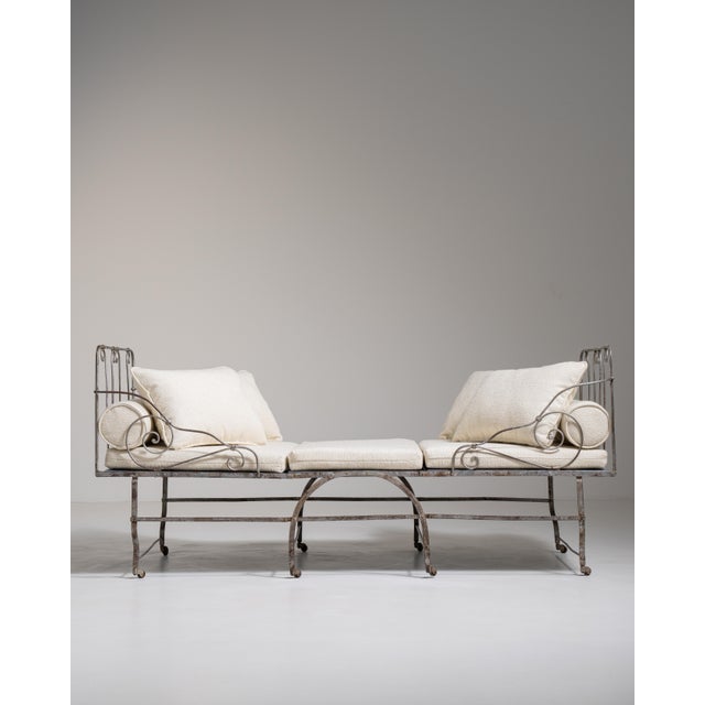 Early 20th Century French Wrought Iron Daybed With Cushions For Sale - Image 15 of 18