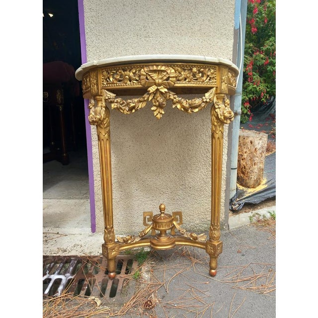 Late 19th Century Louis XVI Demi-Lune Console, 1870s For Sale - Image 5 of 6