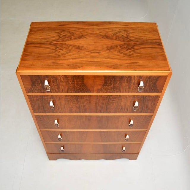 Wood Art Deco Figured Walnut Chest of Drawers, 1930s For Sale - Image 7 of 11