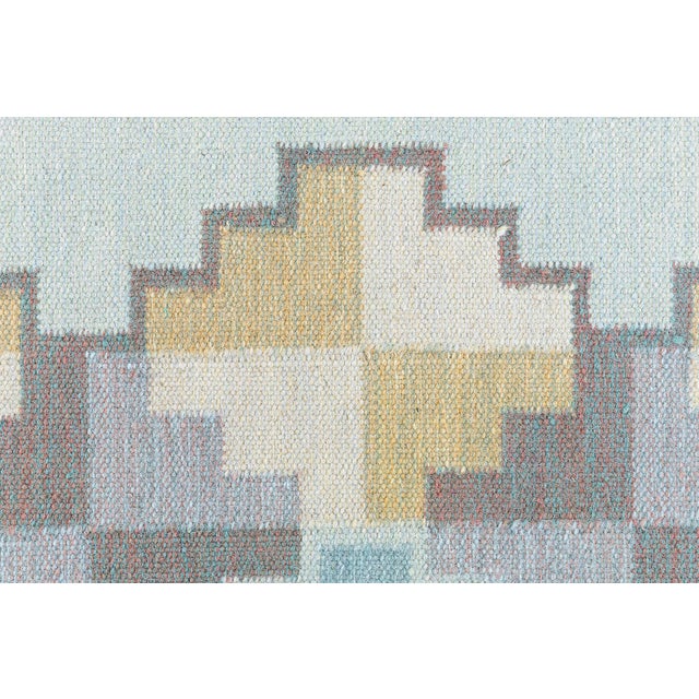 Doris Leslie Blau Mid-Century Swedish Geometric Slate Gray Flatweave Wool Carpet For Sale - Image 4 of 9