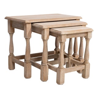 1970s Set Of Three Oak Nesting Tables For Sale