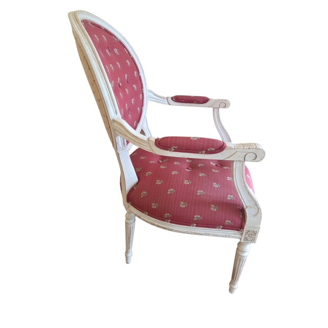 Vintage Louis XVI Armchair French Provincial Francesca Chair Attributed to Ethan Allen For Sale - Image 10 of 15