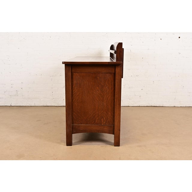 Limbert Antique Mission Oak Arts & Crafts Sideboard Buffet, Newly Refinished For Sale - Image 13 of 15