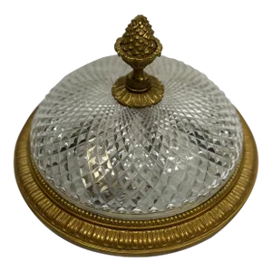 Antique French Gilt Bronze & Cut Crystal Regency Style Flush Mount 2 Light