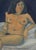 Wonderful Bay Area Figurative nude of woman with baskets and hat reclining on bed. By an anonymous bay area artist signed...