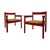 Set of Italian Red Armchairs with Rush Seats, 1960s For Sale