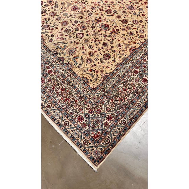 Textile Vintage Signed Kashan Carpet For Sale - Image 7 of 8