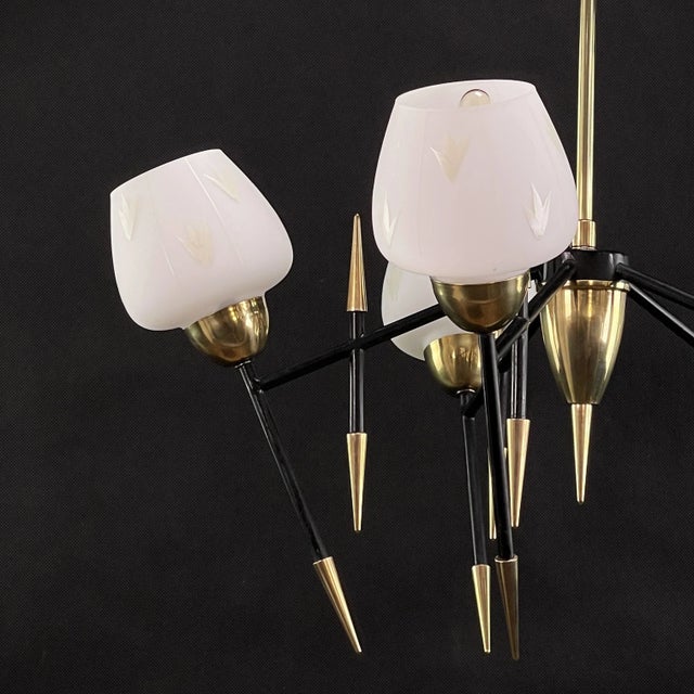 Mid-Century Sputnik Ceiling Lamp in the style of Maison Lunel, 1950s For Sale - Image 11 of 12