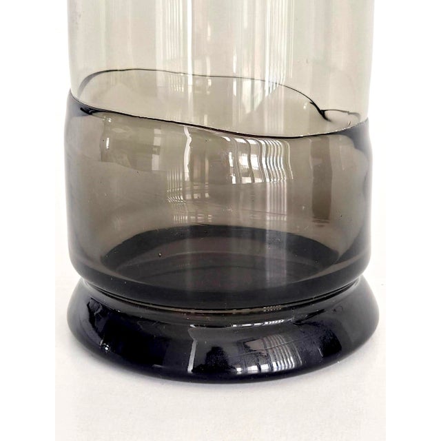 1980s Double Dipped Smoked Glass Vase or Pillar Candle Holder For Sale In Miami - Image 6 of 10