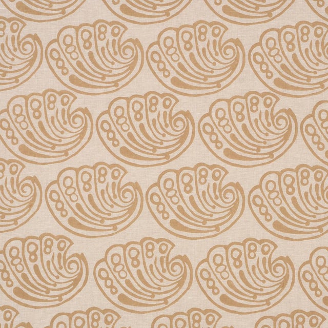 Schumacher Ramsgate Hand Block Fabric In Sand For Sale