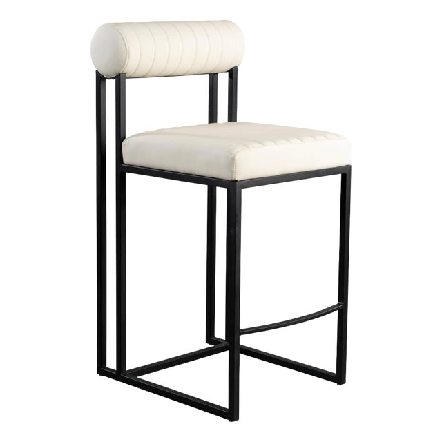 Milo Faux Leather White Counter Chair For Sale
