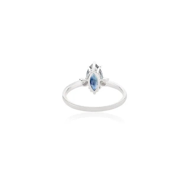 14k White Gold Marquise Cut Blue Sapphire Diamond Ring Size 7 For Sale In New York - Image 6 of 12