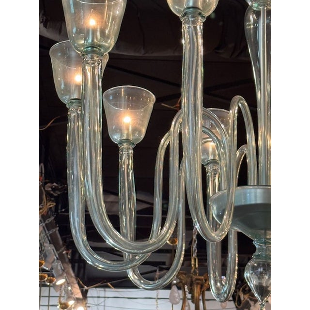 Contemporary Large Scale Murano 10-Arm Fontana Green Chandelier For Sale - Image 4 of 10