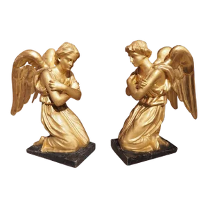 Pair of Circa 1800 Giltwood Angels From Italy