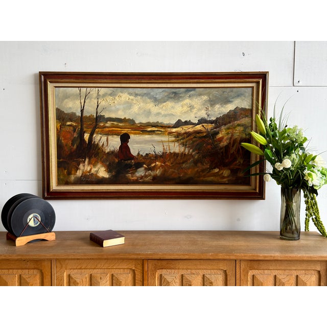 Poul Anders, Autumn River Landscape, 1960s, Oil on Canvas, Framed For Sale - Image 3 of 11