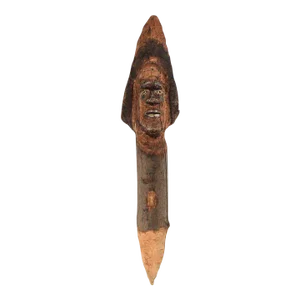 Vintage Hand Carved Wood Figurative Ground Stake