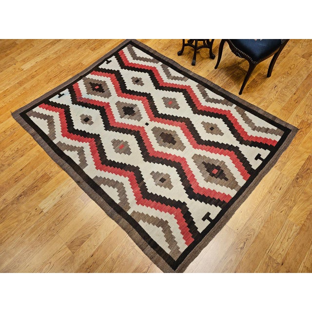 Vintage Native American Navajo Rug, Handwoven Wool, Eye Dazzler Pattern, 5x7 For Sale - Image 9 of 11