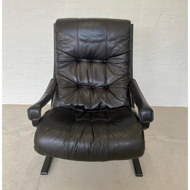 Set of Vintage Norwegian Leather Chair and Ottoman by Ingmar Relling For Sale - Image 6 of 17