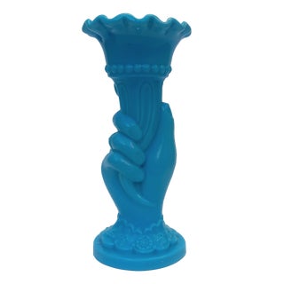 Modernist Opaline Glass Hand Vase, 1930s For Sale
