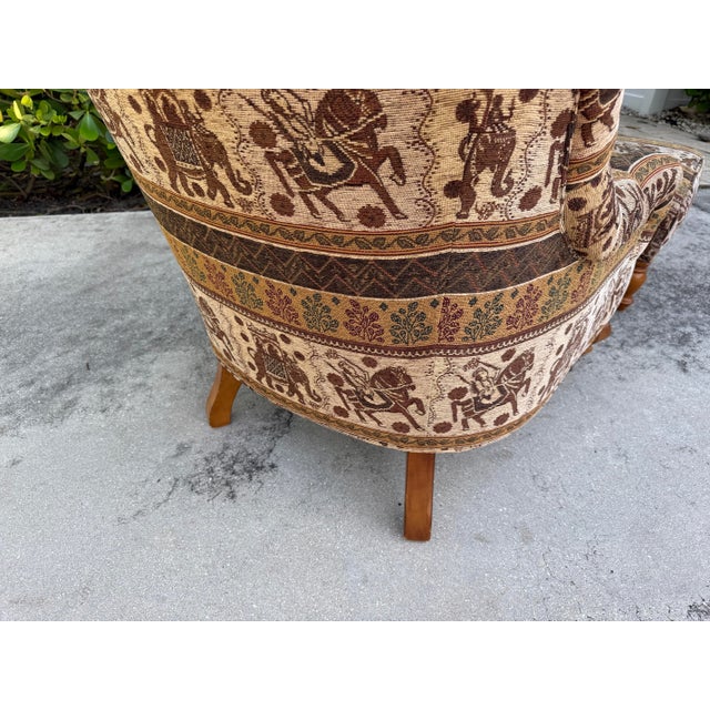 Brown Vintage English Tufted Barrel Lounge Chair & Ottoman For Sale - Image 8 of 12