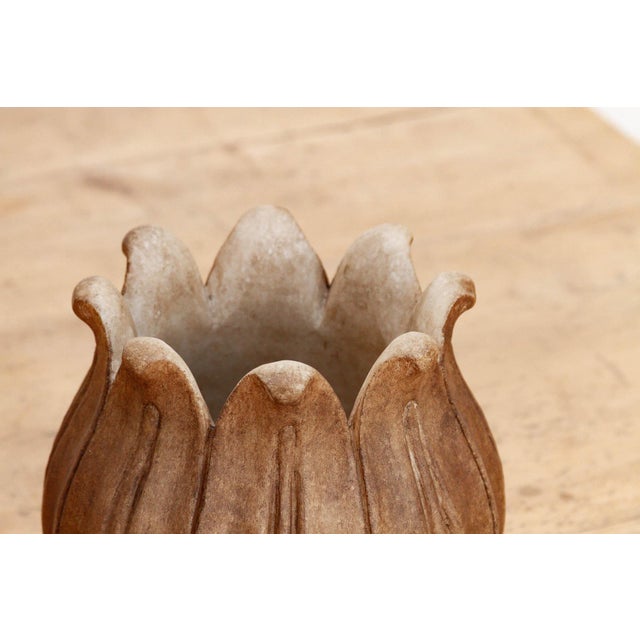 Indian 9" Blossoming Lotus Marble Vase For Sale - Image 3 of 8
