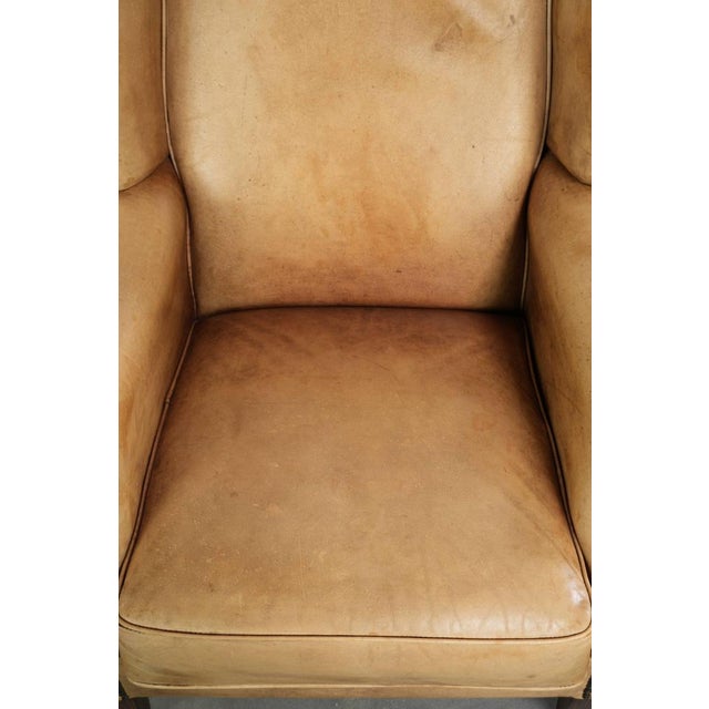 Wing Chair in Light Cowhide Leather For Sale - Image 6 of 14