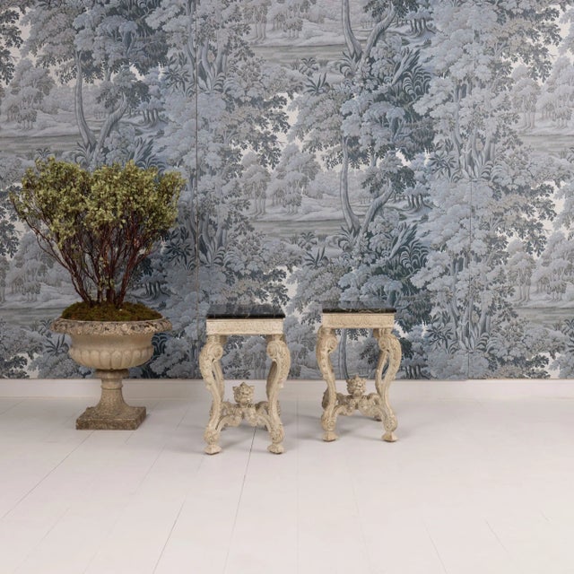 Pair of French Recency Tables in Original Paint With Campan Marble Tops Attributed to Maison Jansen For Sale In Wichita - Image 6 of 12