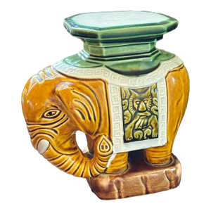 1970s Small Ceramic Elephant Plant Stand