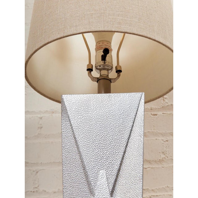 Metal Mid 20th Century Silver Tone Designer Lamp For Sale - Image 7 of 10